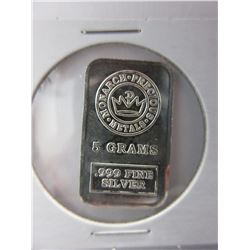 .999 Fine Silver Monarch Mint bar - 5 grams
