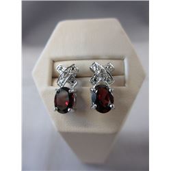 New 2.80 CT Oval Garnet earrings set with diamonds