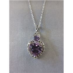 Double Purple Amethyst heart necklace