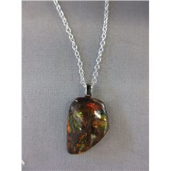 Genuine 16.5 CT CDN free form Ammolite necklace