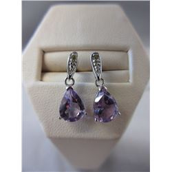 New - Fancy Yellow Diamond & Amethyst earrings