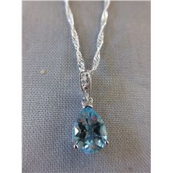 Blue Topaz & Diamond necklace - Pear cut