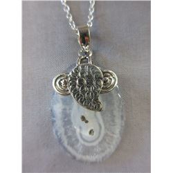 Oval African Agate necklace with elephant motif