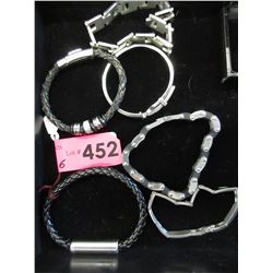 6 Bracelets - Stainless Steel &/or Leather
