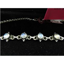 Vintage - Sterling Silver Moonstone bar necklace