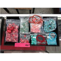 Large lot of drilled Turquoise & Coral beads