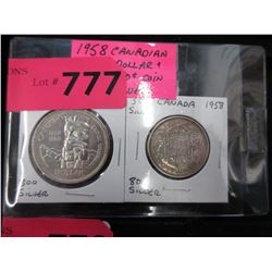 1958 Canada $1 & 50¢ coin