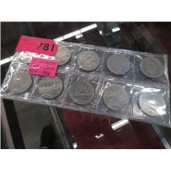 10 Canadian One dollar coins - 1968-1986