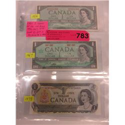 Last 3 issues of the Canadian $1 bill