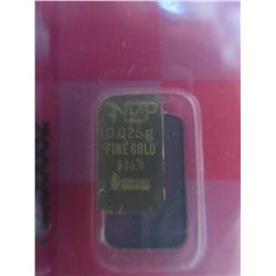 2 x .995 Gold Bullion bars - .025 Grams each