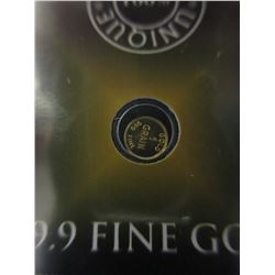 2 x .9999 Gold Bullion Rounds - 1 Grain each