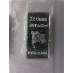 2 x .999 Fine Silver "American Flag" 2.5 Gram Bars