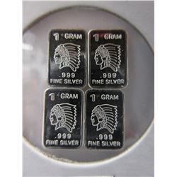 4 x .999 Silver "Native Indian Head" Investor bars