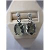 Image 1 : New Green Amethyst & Diamond Dangle Earrings