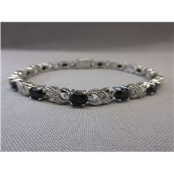 Blue Sapphire & Diamond Tennis Bracelet