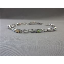 Sterling Silver, Multi Gemstone & Diamond bracelet