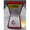 Image 2 : Red Ruby & Diamond Heart Necklace Set