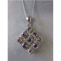 Diamond shaped Pendant set w/ Amethysts & Diamond