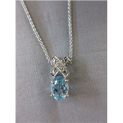 X & O Diamond & Blue Topaz Necklace set