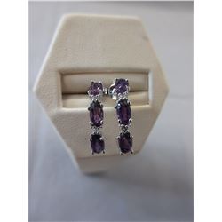 New  Amethyst & Diamond 1/2 Hoop Earrings