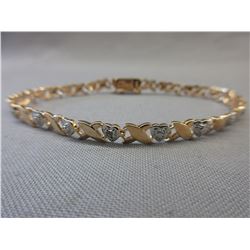 Sterling Silver Heart & X Link Diamond Bracelet