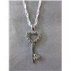 Image 1 : Sterling Silver Diamond Heart Key Necklace
