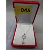 Image 2 : Sterling Silver Diamond Heart Key Necklace