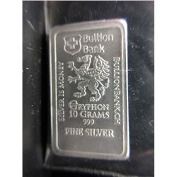 Suisse Bullion Bank 10 Gram Gryphon Silver Bar