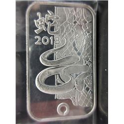 2013 Rand Mint Year of the Snake Silver Bar