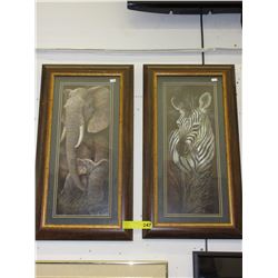 2 Framed prints of African animals