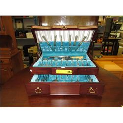 Silver plated flatware in chest