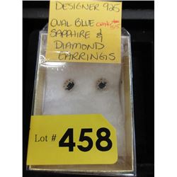 .925 Silver - Blue Sapphire & Diamond earrings