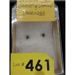 .925 Silver - Heart shaped Garnet earrings.