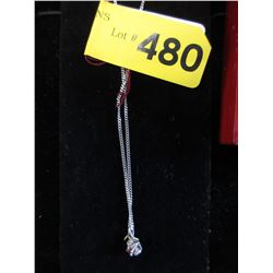 14 KT White Gold - Ruby & Diamond pendant & chain