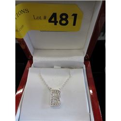 Tiffany & Co. -.925 Silver & Crystal  "B" necklace