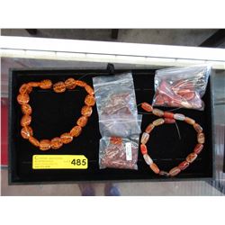 Amber & Carnelian Agate beads