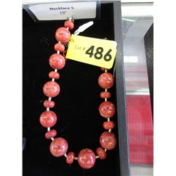 New - Hand crafted Coral & Silver necklace