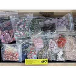 New -  15 Small bags of Agate, Glass & other beads