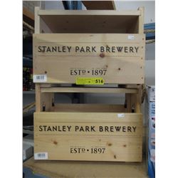 2 Wood "Stanley Park Brewery" boxes