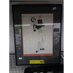 K Cresap pen & ink drawing of Marcel Marceau