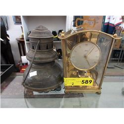 Vintage - Schatz carriage clock & a hand lantern