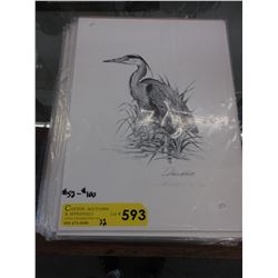 22 Pencil signed limited edition heron prints