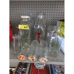16 Glass milk & cream & other bottles