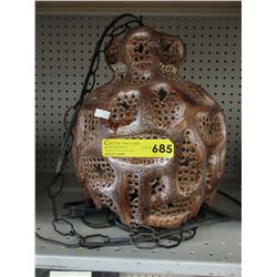 1970's glazed ceramic hanging lamp