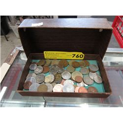 60 Assorted World coins in box