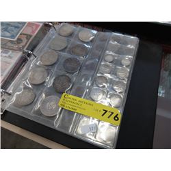 6 Pages of assorted world coins in binder