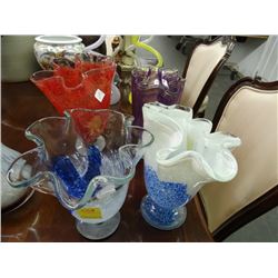 4 Art Glass Ruffled Vases - 4 Times the Money - No Shipping