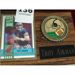 Dan Marino Coin, Troy Aikman Card, Stamped Baseball