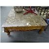 Image 1 : Ornate Carved Wood Marble Top Coffee Table