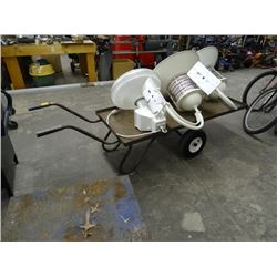 Green Flatbed Warehouse Cart w/Air Tires